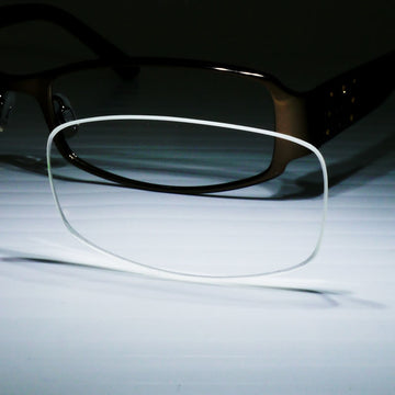high index 1.67 replacement lens next to black glasses